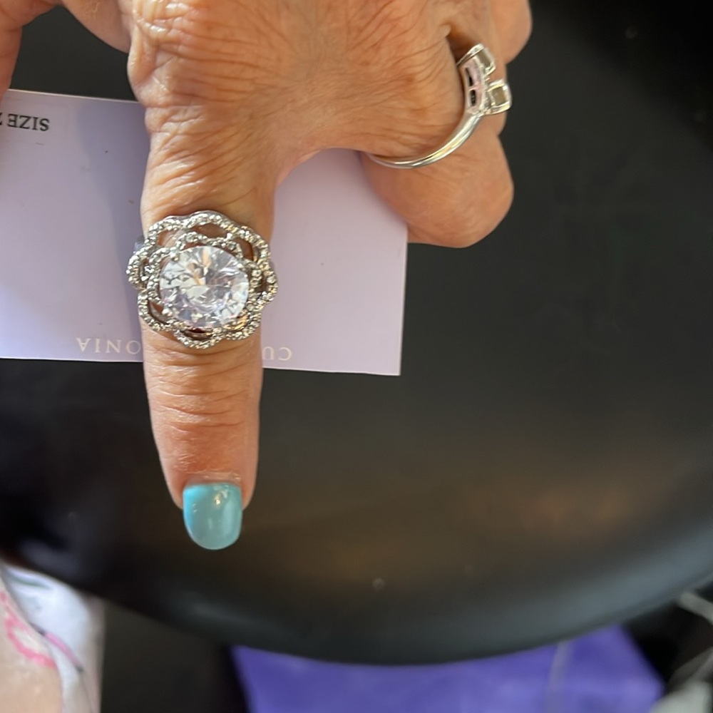 New Badgley Mischka Cubic Zirconia Large Cluster ring size 7